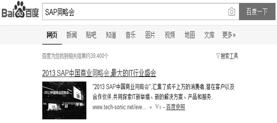 某度搜索SAP同略会的结果